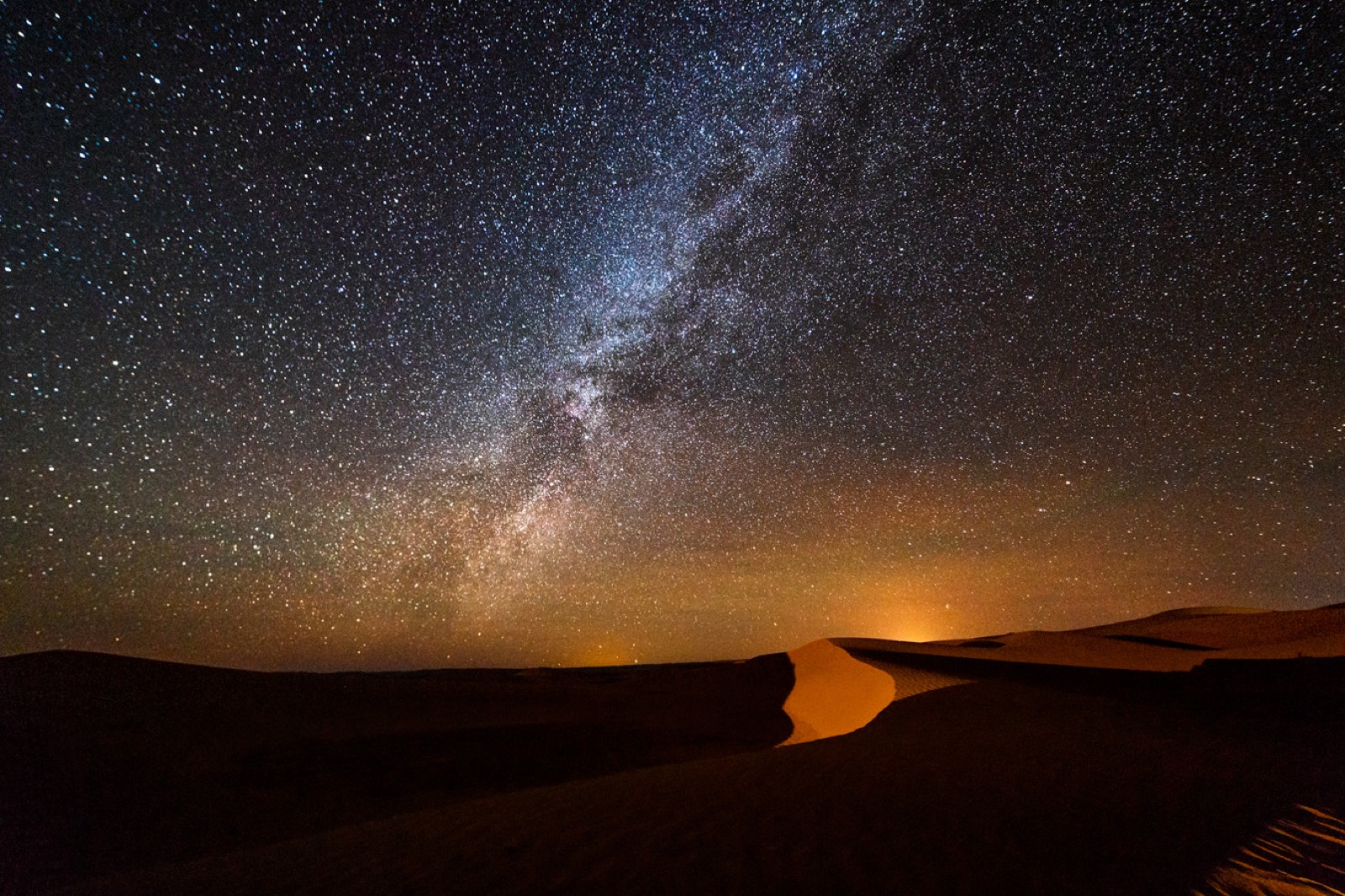 The Milky Way over the dunes at night